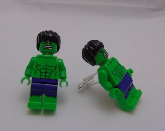 Hand Made NOVELTY Super hero HULK Cufflinks~ Ideal Gift WEDDING ~ Same Day Dispatch ~ Made using Lego(r) Compatible Pieces