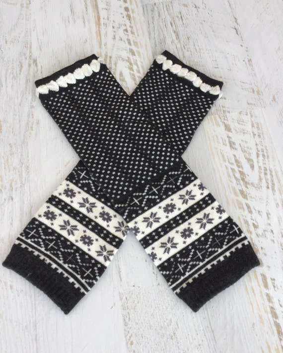 Items similar to Black and White Fair isle Christmas snowflake baby leg