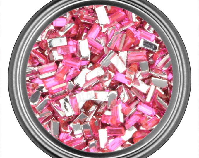 Dark Pink Rectangle Rhinestone Gems Flat Back Face Art Nail Art Scrapbook Phone Decoration 3mm