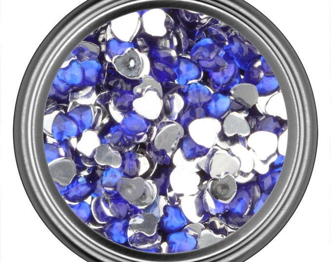 Dark Blue Heart Rhinestone Gems Flat Back Face Art Nail Art Scrapbook Phone Decoration 3mm