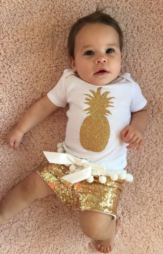 Gold Pineapple Baby bodysuit Pineapple Onesie by BellesandBeausInc
