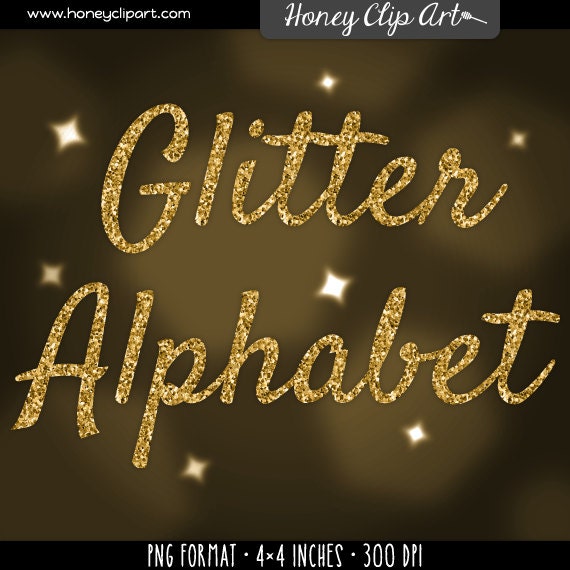 Gold Glitter Font Clipart Gold Glitter Letters Digital