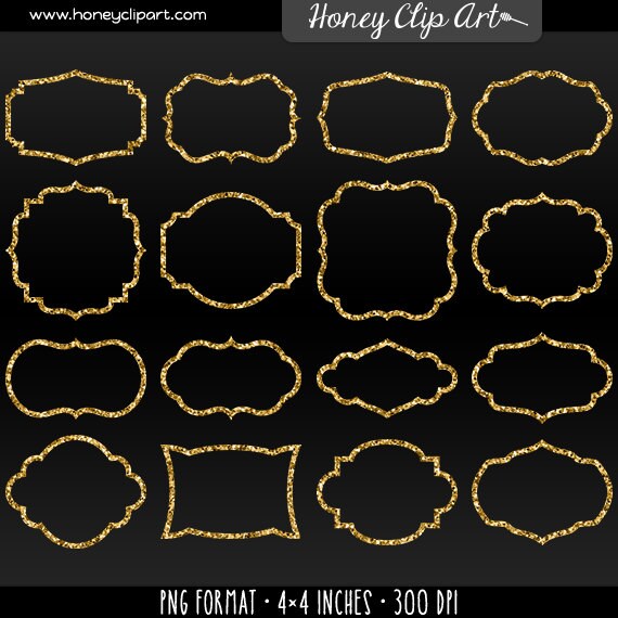 Gold Glitter Frames Clipart Elegant Gold Glitter Border Clip