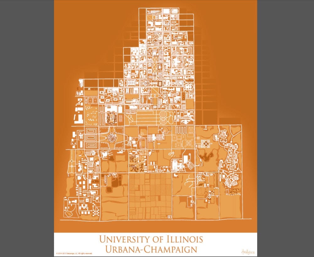 University of Illinois Urbana-Champaign Campus Map by Artalytics