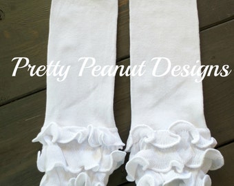 White Ruffled Baby Leg Warmers - Baby Leg Warmers - Ruffles