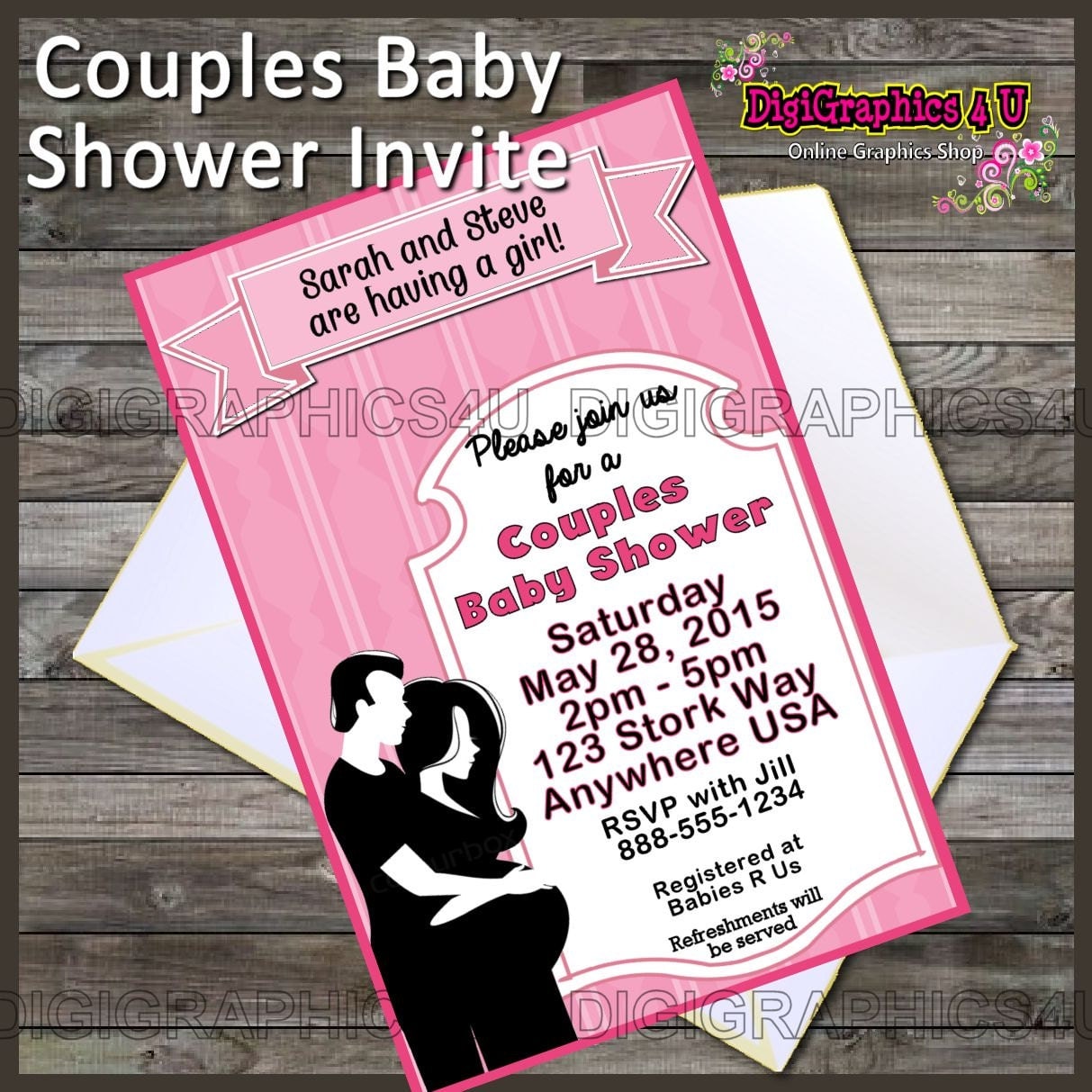 Personalized Couples Themed Girl Baby Shower by DigiGraphics4u