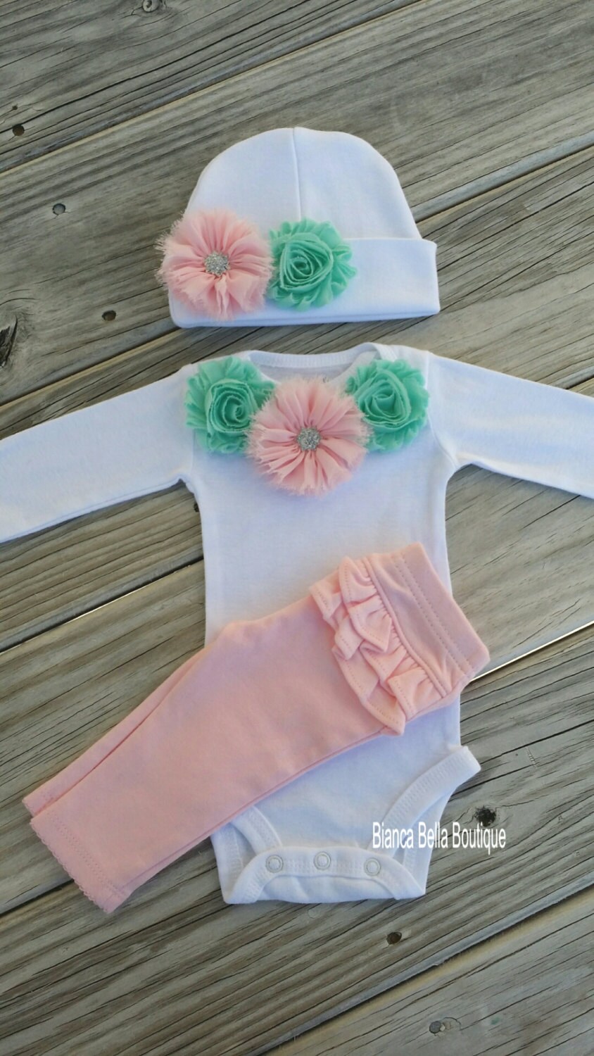 Newborn Take Home Outfit Baby Girl Outfit Newborn by AdassaBaby