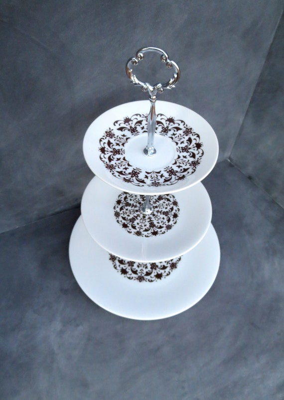 Tiered Cake Stand China Cupcake Stand Fine by DancingDishAndDecor