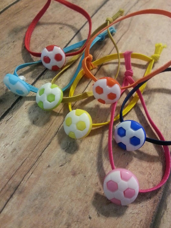 Set of 14 Soccer ball hair ties by LittleBitOButtons on Etsy