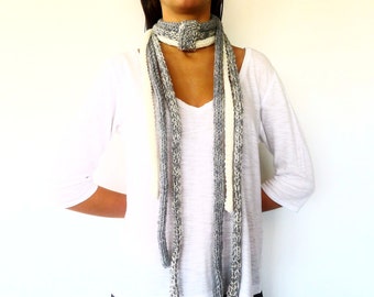 Bufanda gris hecha a mano. Bufanda de punto para mujer. Bufandas de lana. Bufandas tejidas. Ideas para regalar para ella