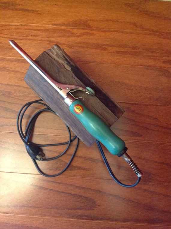 Vintage 40's curling iron with wood handle