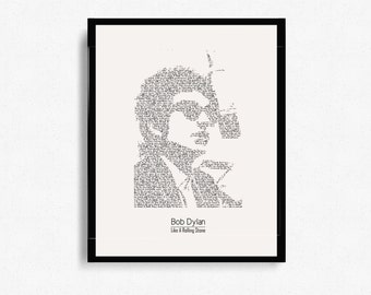 Bob Dylan "Like A Rolling Stone" Typographic Print Design - Digital Print - Poster Print - Wall Art - Minimalist Art - Graphic Design