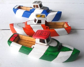 Stripe Trophy Toy Wooden Boat