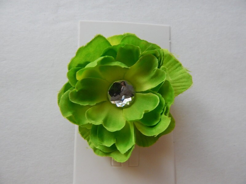 Lime Green Hair Flower clip girls hair accessories girls
