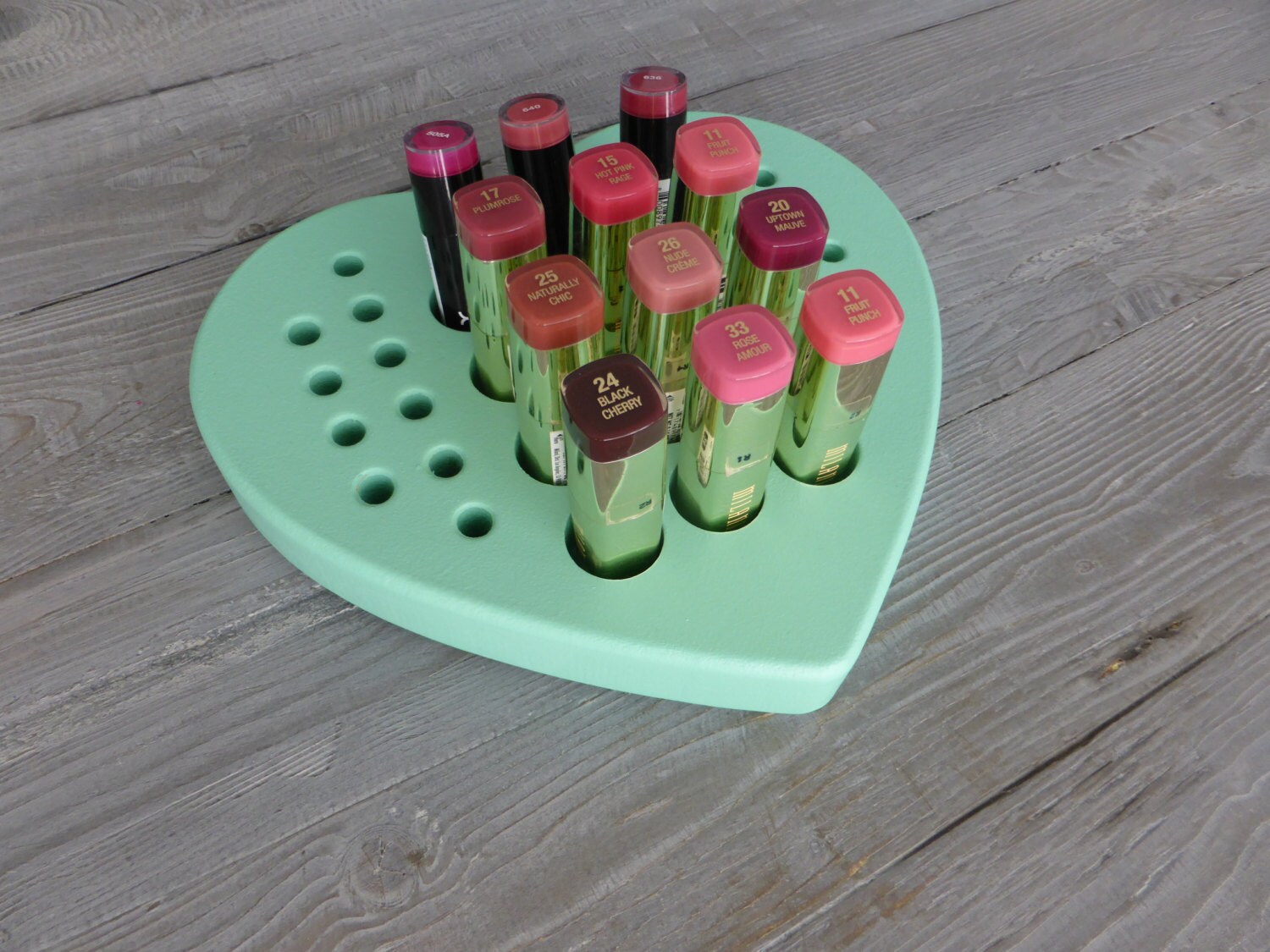 HEART Mint Make up organizer storage Makeup by CraftersCalendar
