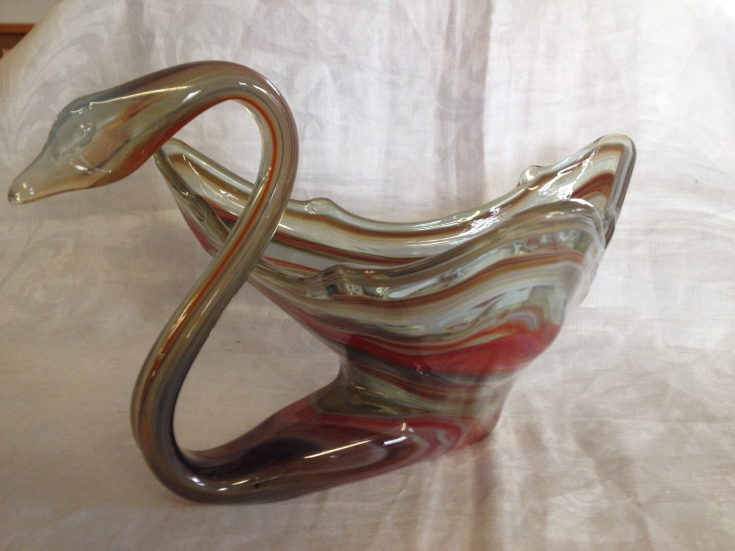 Vintage Art Glass Swan by OstrichandPeacock on Etsy