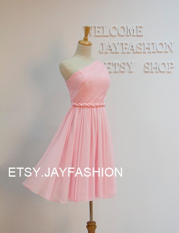 Short Bridesmaid Dress One Shoulder Chiffon by jayfashion on Etsy