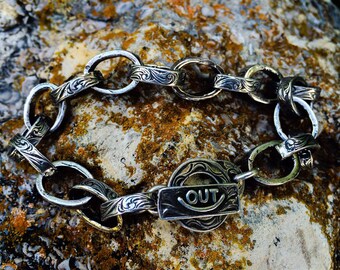Rockin Out Engraved Link Bracelet