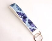 Wristlet Key Fob, Japanese key fob, blue green Japanese pattern Fabric Key Chain, for men, Japanese kimono pattern Fabric key fob,wristlet