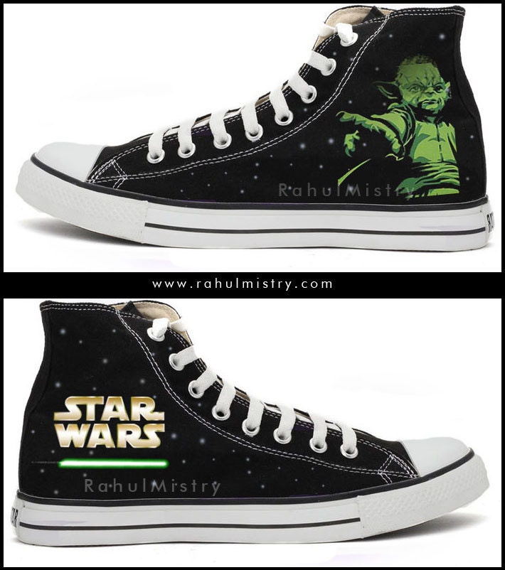 Star Wars Yoda Handpained Converse Shoes by PaintYourChucks
