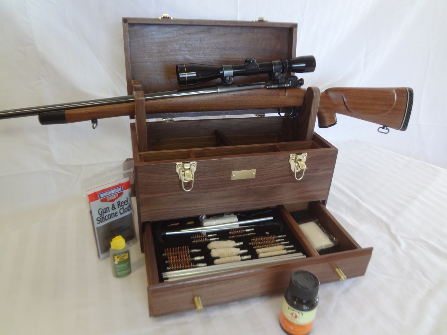Solid Walnut Gun Cleaning Box SPECIAL ORDER