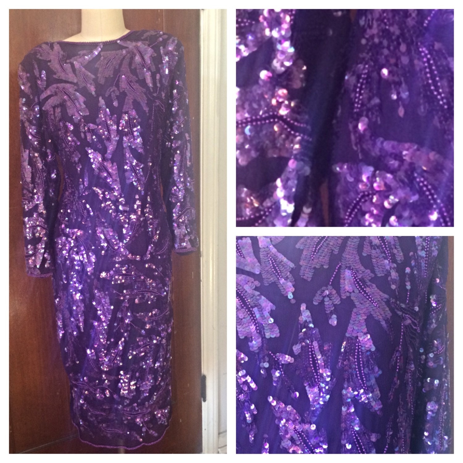 vintage 20s style art deco gatsby heavy beaded sequin dress gown formal