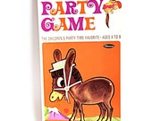 1960s Kids Game:  "Donkey Party," Vintage Pin The Tail game set, Whitman Publishing 1967, Mod, Great Retro Graphics, Includes Party Idea Boo