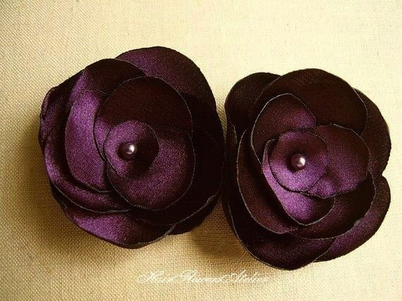 Items Similar To Eggplant Hair Pins Eggplant Hair Flowers Plum Bridal