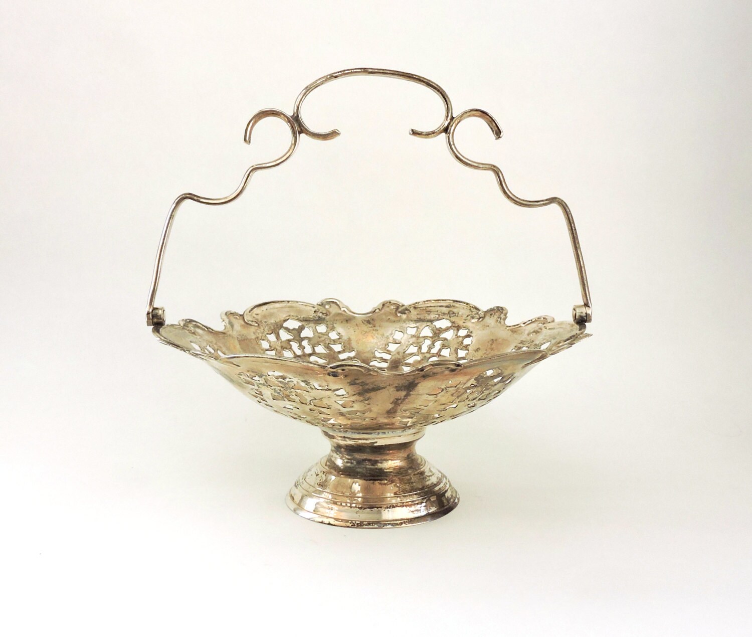 Vintage Silver Wedding Basket Brides Basket Silverplated