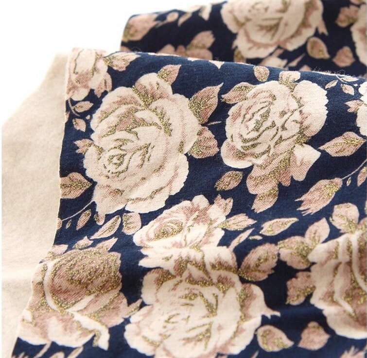 Brushed French Terry Knit Fabric Glittering Rose by BonitaFabric