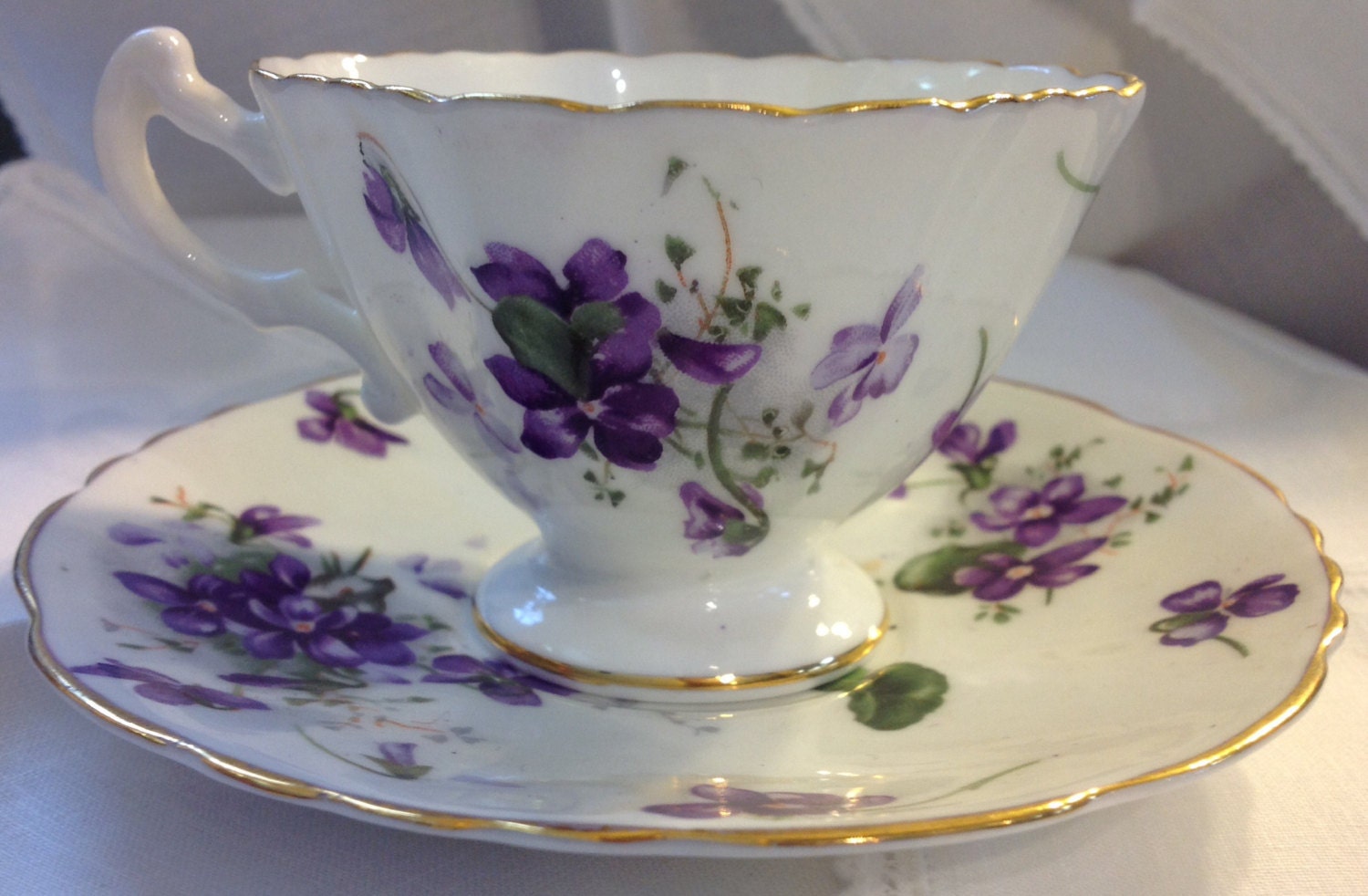 Vintage Hammersley & Co. Tea Cup and Saucer Purple Flower
