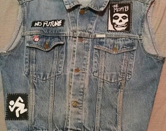 Items similar to Custom Denim Vest - Vintage Horror Classic Monsters on ...