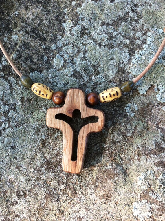 Cross Necklace Wooden Cross Necklace Necklace by BlueMoonStudioAR