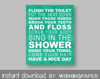 Family Rules Wall Art bathroom rules print | etsy Family Rules Wall Art bathroom rules print | etsy