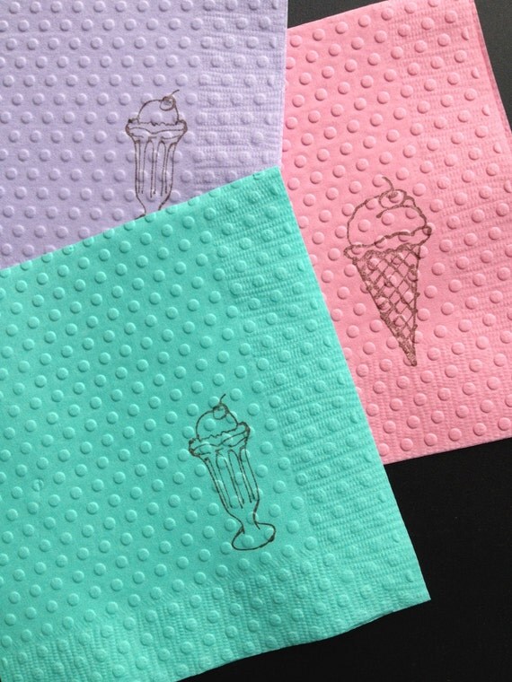 Paper Napkins Ice Cream Napkins Birthday Party Ice Cream