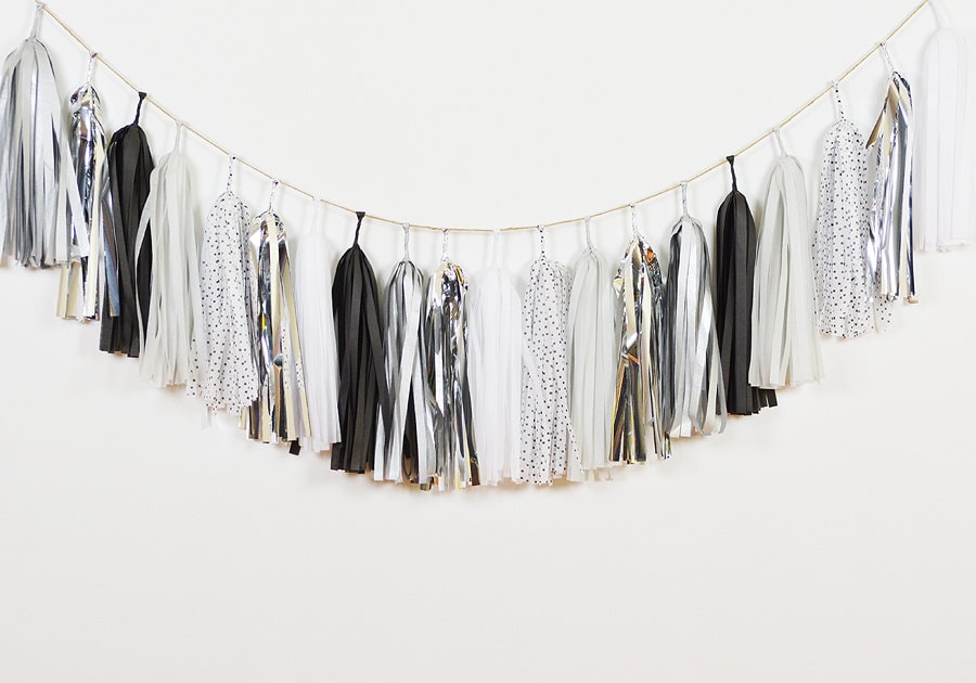 Cutie Black Tassel Garland Black White Garland Black White