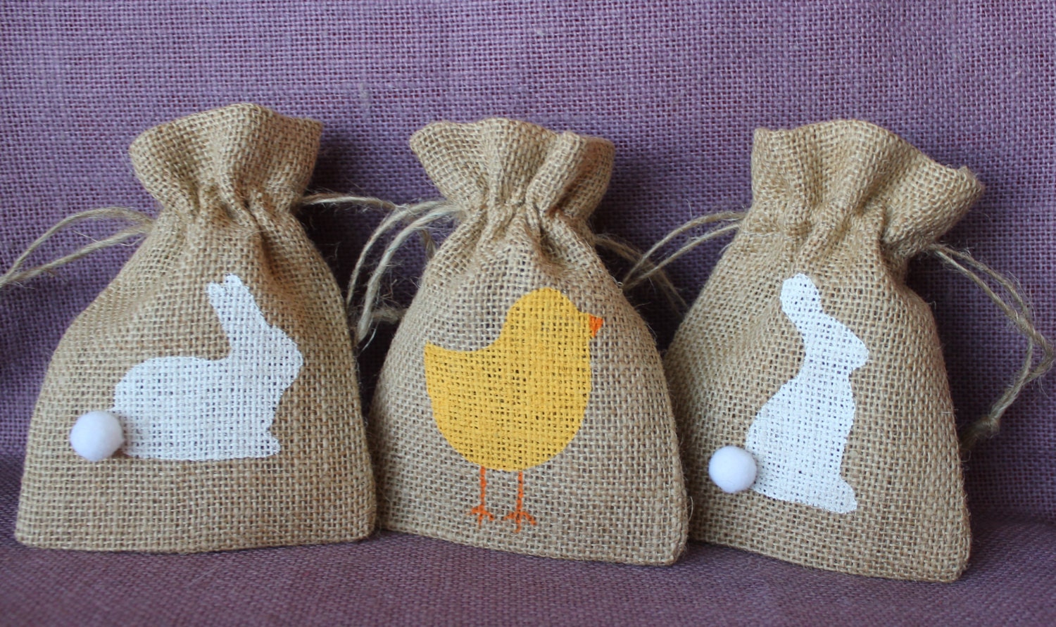 Small burlap Easter bag. Custom Easter Basket alternative.