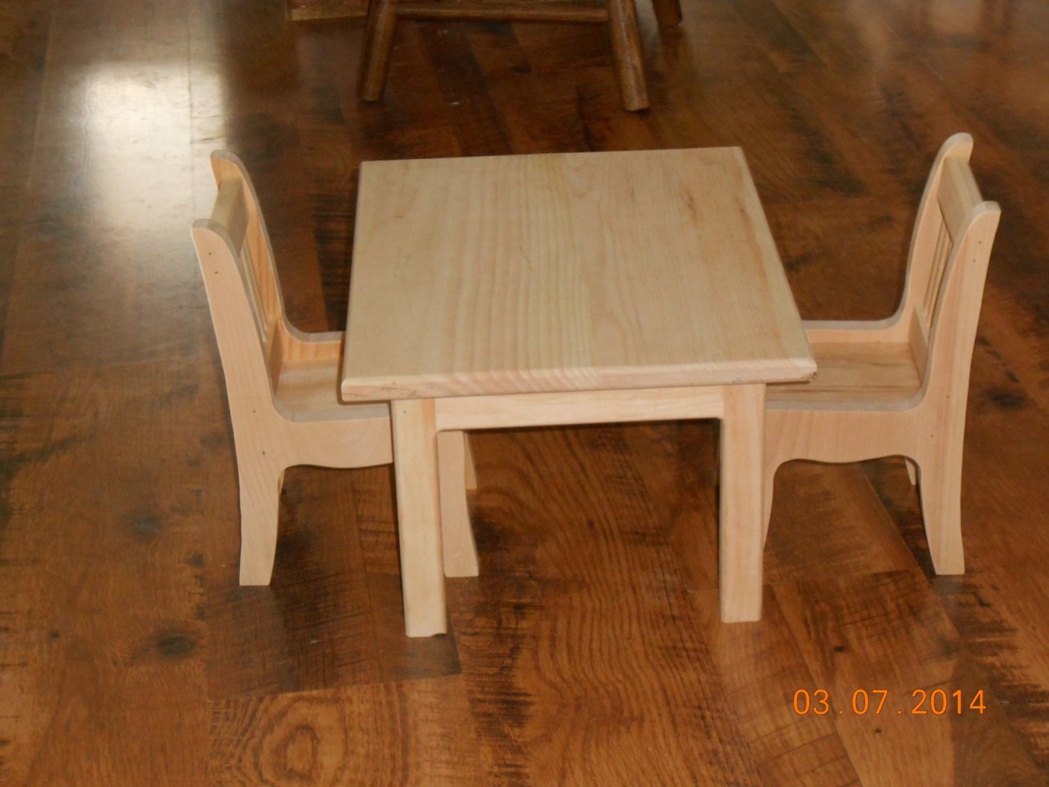 Handcrafted Wood Table and Chairs Set