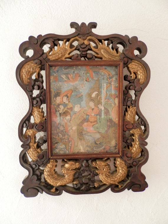 Antique Chinese Dragon Picture Frame. by AngelFrenchAntiques
