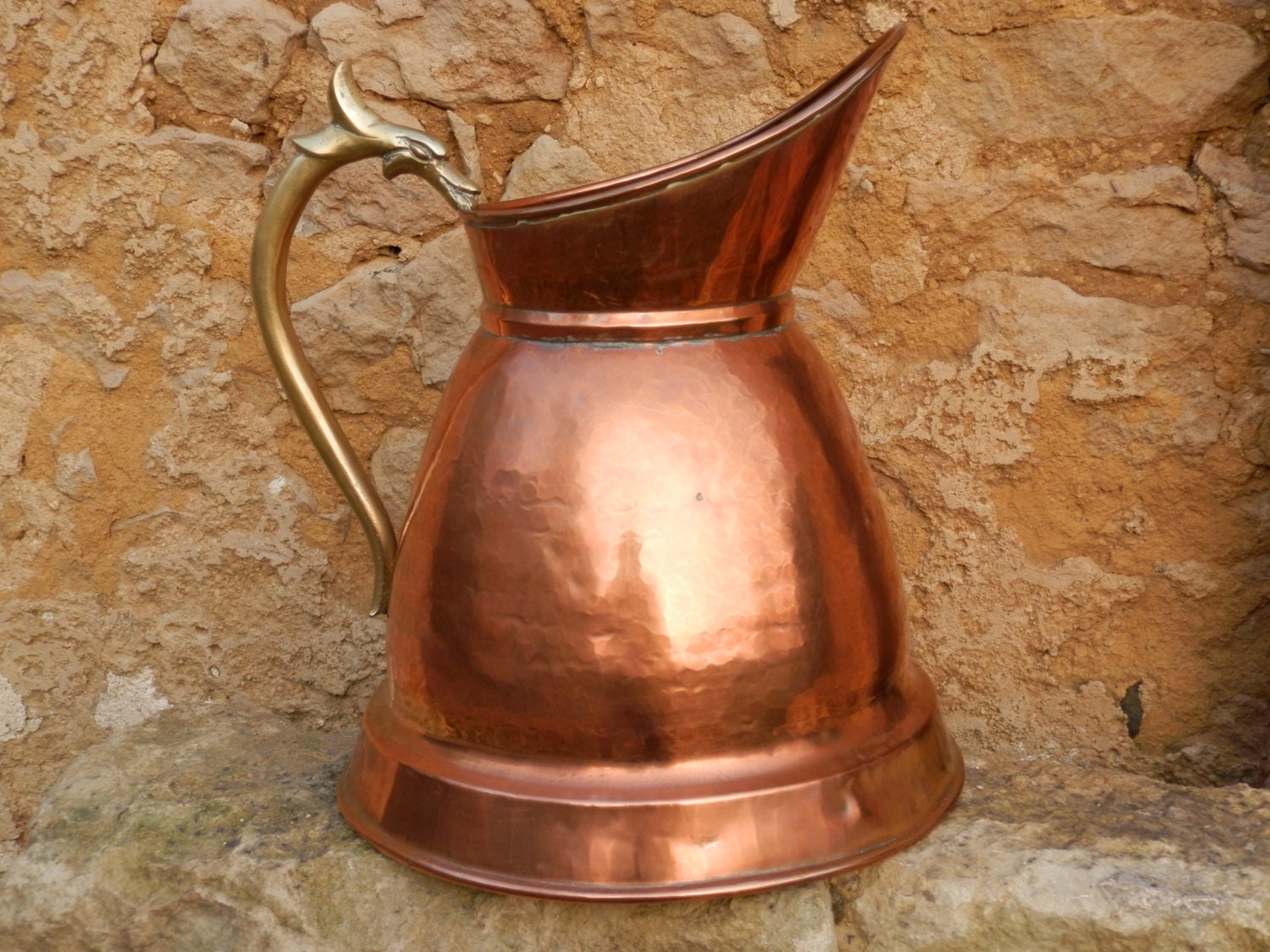 BIG Vintage French Copper Pitcher/Jug. Large Antique Copper