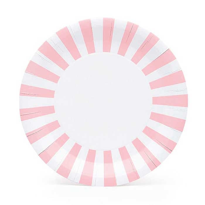 SALE Pink Paper Plate Pink and White Stripe Party Plates