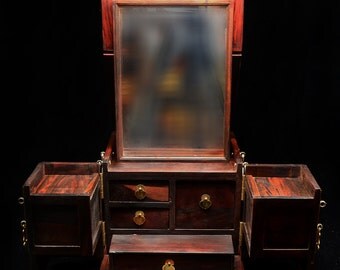Rosewood Wooden Jewelry Box Convertible Makeup Box Geisha-like box