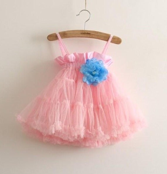 Pink Tulle Sun Summer Dress Girl Toddler Floral by MJfordiva