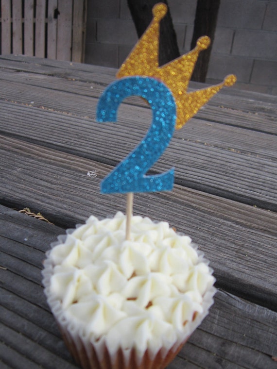 Little Baby Prince birthday crown cupcake toppers / Numerical