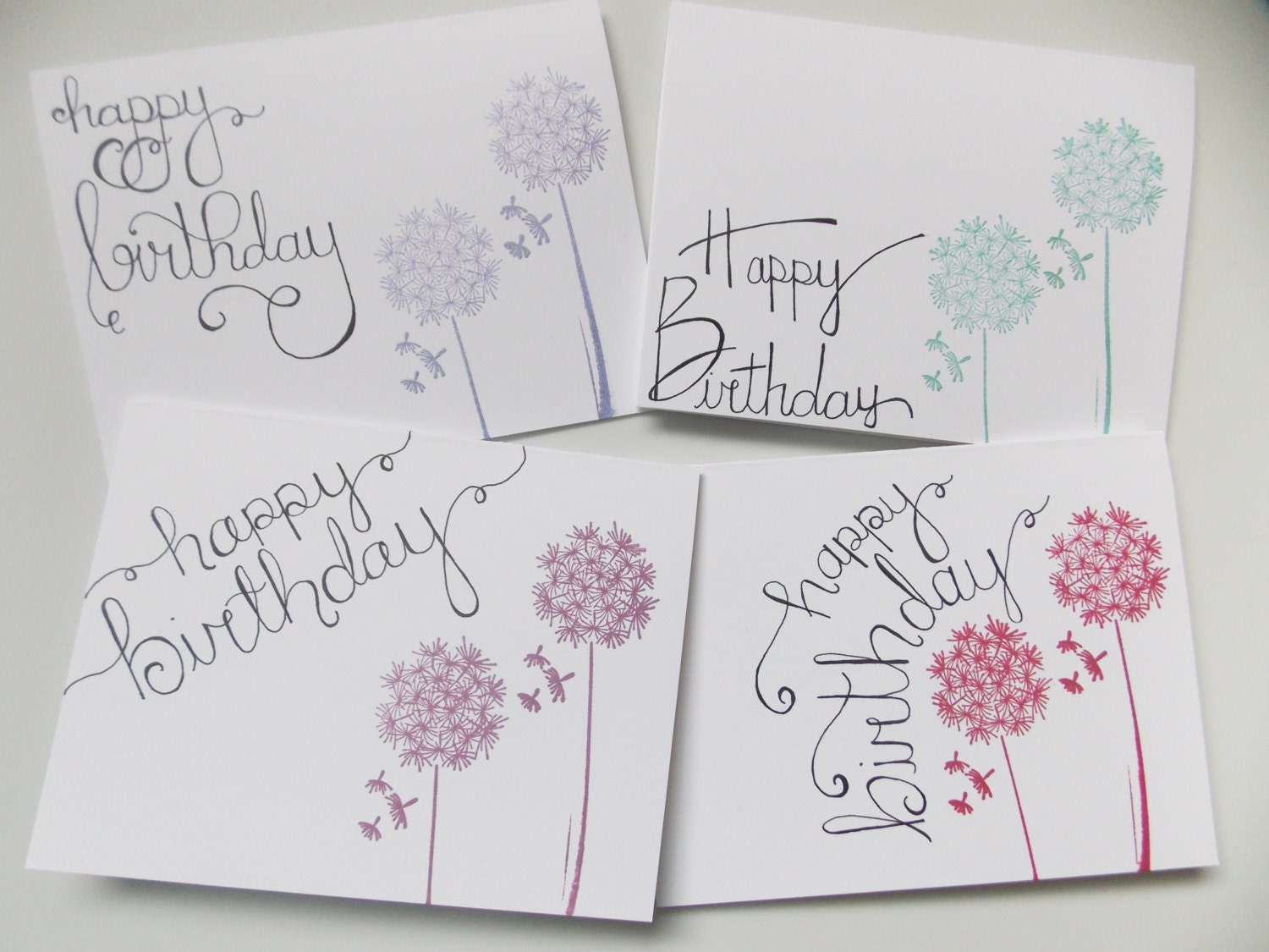 Birthday Card Set Birthday Card Pack of Four Dandelion