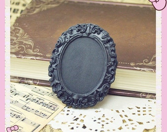 5pcs Black Victorian Oval Resin Frame Cameo Setting Flatback Cabochon 30mmx40mm