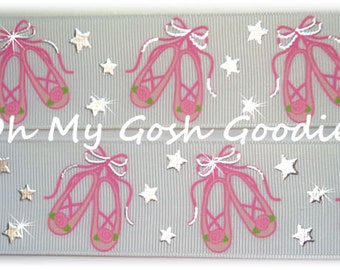 PINK BALLERINA SLIPPERS Grosgrain Ribbon 7/8" - 1.5" - 5 Yards - Oh My Gosh Goodies Ribbon