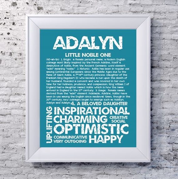 ADALYN Personalized Name Print / Typography Print / Detailed Name ...