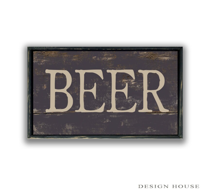 Wooden handmade beer sign framed in wood Bar signs mancave