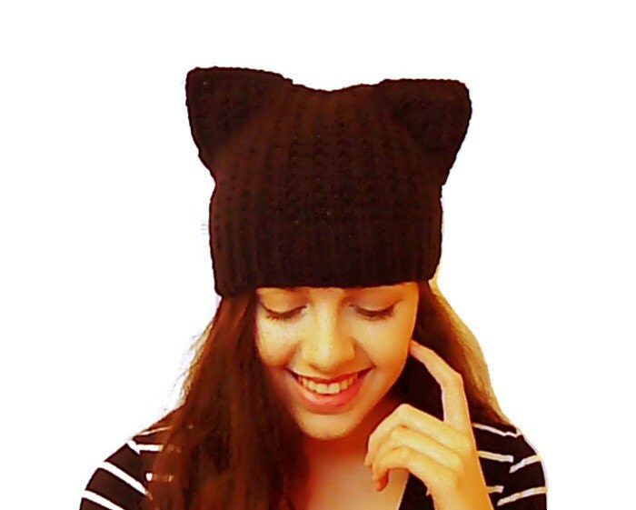 Black Cat Hat Cat Ear Hat Kitty Ear Beanie Gothic Hat Cat